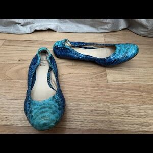 Alexandre Birman Turquoise blue green shoes Snakeskin Flats ballerina 36 US 6